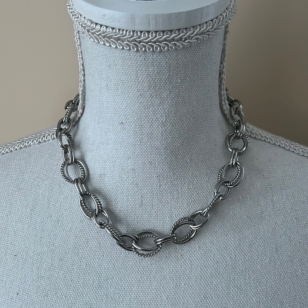 Ann Taylor Silver Link Chain Statement Necklace - image 1